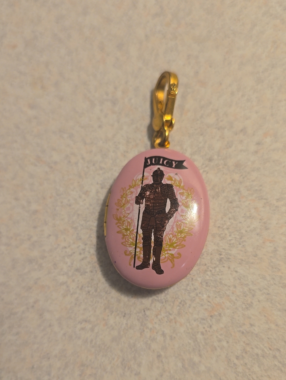 Juicy Couture Pink & Gold Knight Locket Charm Necklace Pendant - Free Shipping